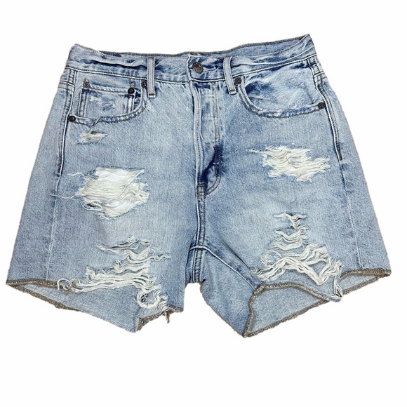American Eagle Outfitters Pants - American Eagle Distressed Light Wash Hi-Rise Boyfriend Shorts Size 2